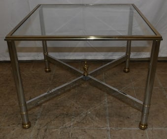 Modern Chrome & Brass Glass Top Stand