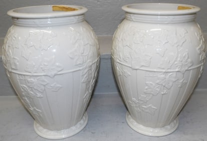 Pair of Wedgwood Porcelain Vases with Ivy Motif