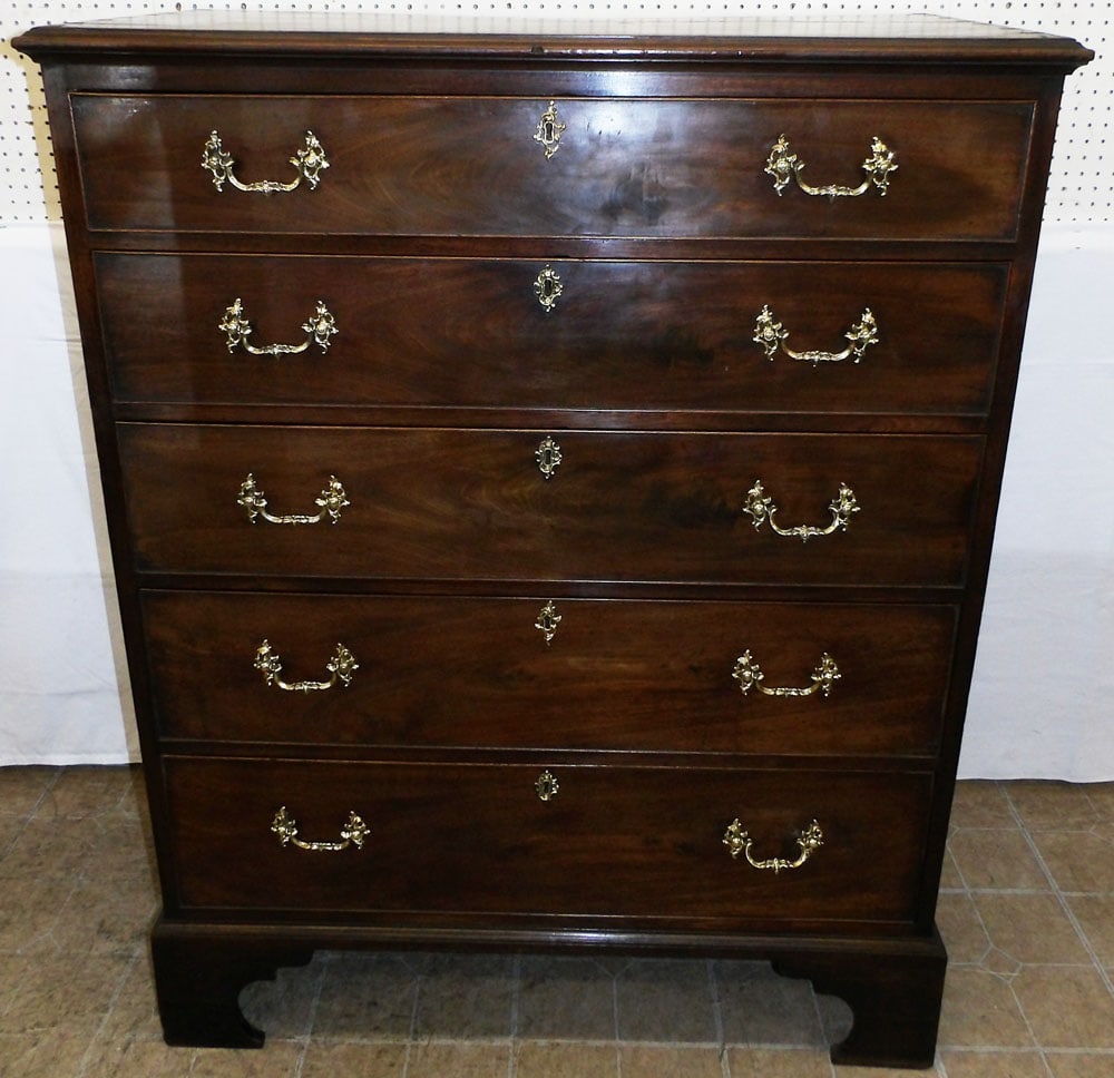 19th Century Mahogany Five Drawer Tall Chest  (1 of 10)