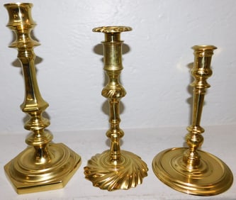 Three Brass Candlesticks By Virginia Metalcrafters