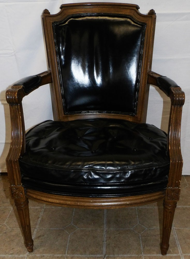 Walnut & Leather Upholstered Arm Chair  (1 of 4)