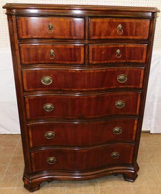 Mahogany & Satin Wood Banded Serpentine Front Two Over Two Over Four Drawer Chest by Lexington