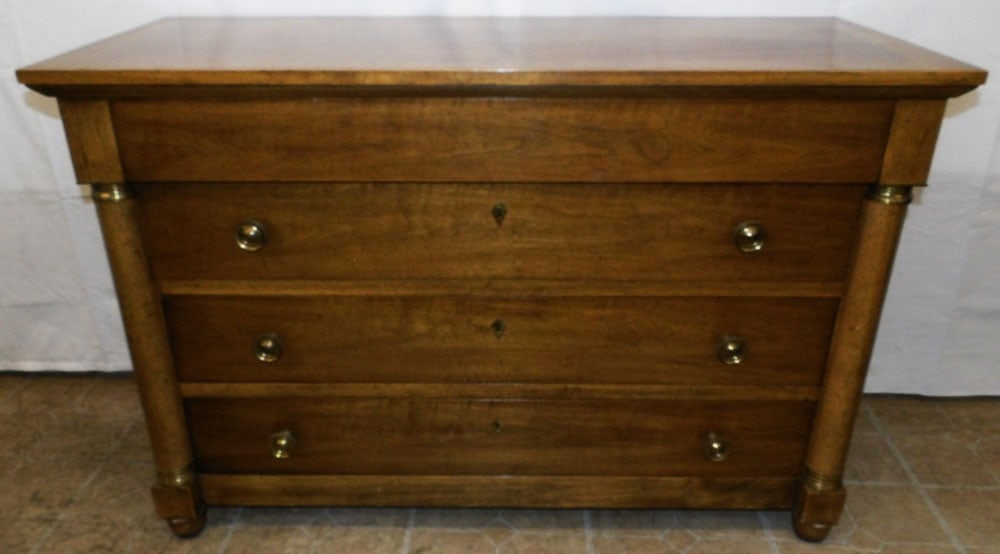 Banded Top Walnut & Bronze Mounted Four Drawer Commode by Henredon (1 of 8)