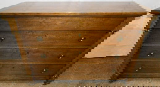 Banded Top Walnut & Bronze Mounted Four Drawer Commode by Henredon