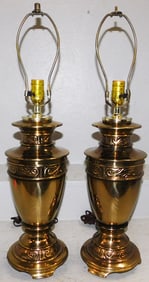 Pair of Brass Urn Form Lamps