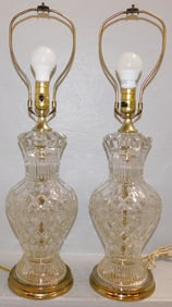 Pair of Crystal Urn Form Base Lamps