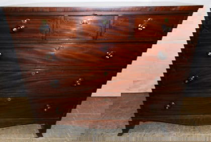 19th Century Mahogany Inlaid Three Over Three Drawer Chest