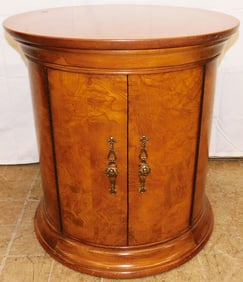 Burl Elm Wood Round Two Door Stand