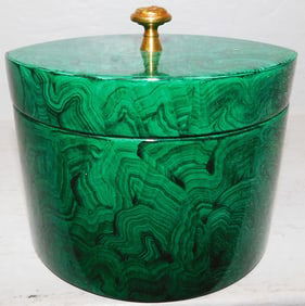 Faux Malachite Box with Lid by Maitland Smith