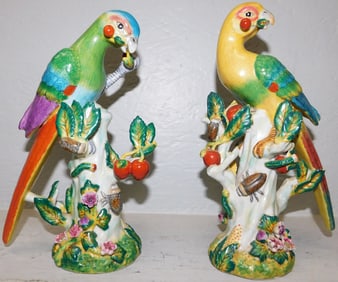 Two Painted Porcelain Bird Figures