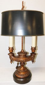 Gilded Metal Two Light Aladdin Form Lamp