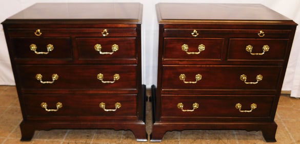 Pair of Mahogany Two Over Two Drawer Night Stands with Pull Out Slides by Century