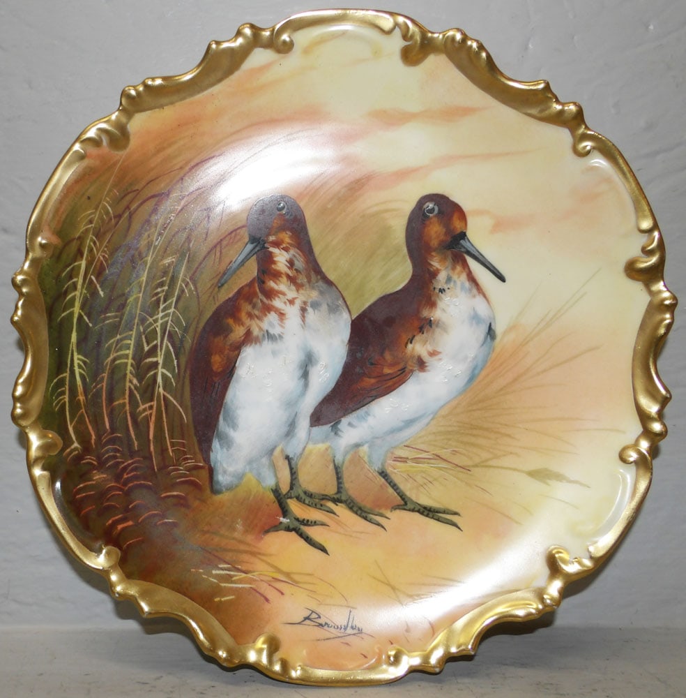 Hand Painted Limoges Porcelain Charger with Pheasant Motif Artist Signed (1 of 4)