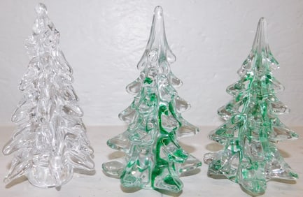 Three Crystal Christmas Trees