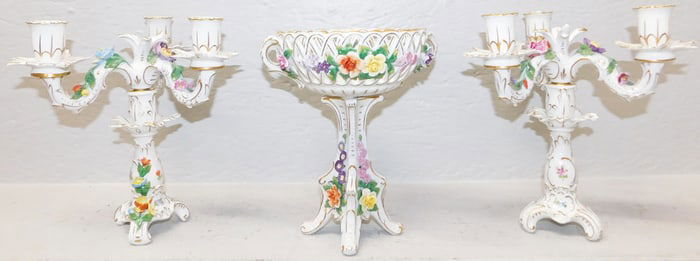 Three Hand Painted Porcelain Items Signed Dresden