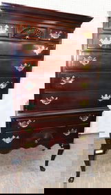 Mahogany Two Part Queen Anne Style Highboy By Drexel