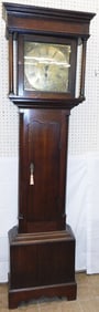 19th Century English Oak Brass Dial 30 Hour Grandfather Clock - Signed Jam Berry Pontefract, No Wei