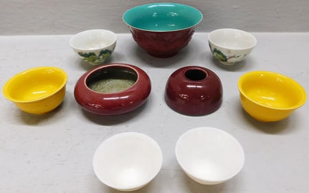 Lot Chinese Porcelain Bowls & Ink Bottle