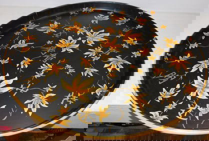 Tole Painted Round Tray