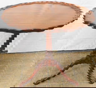 Carved Mahogany Tilt Top Pie Crust Table With Bird Cage