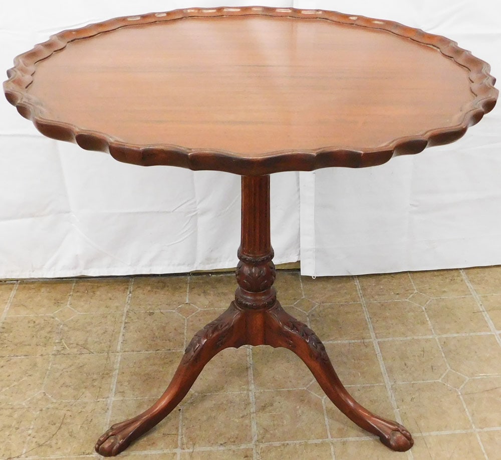Carved Mahogany Tilt Top Pie Crust Table With Bird Cage (1 of 5)