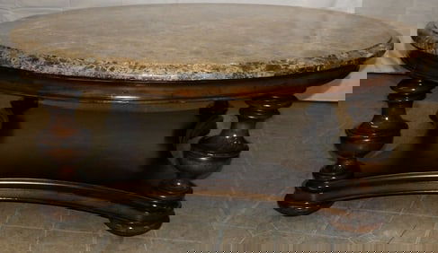 Mahogany Marble Top Round Coffee Table