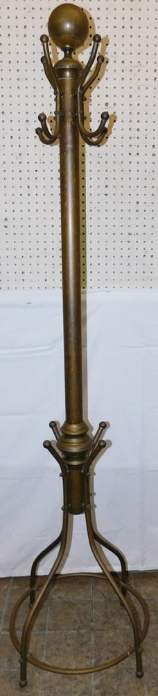 Antique Brass Hat Stand: Antique Brass Hat Stand. 71 1/4" H 18 1/2" Dia. ALL DESCRIPTIONS AND ANY CONDITION STATEMENT GIVEN BY LANGSTON AUCTION GALLERY ARE STRICTLY OPINIONS AND LANGSTON'S SHALL HAVE NO RESPONSIBILITY FOR ERR