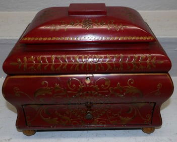 Painted Red Lacquered Jewelry Box