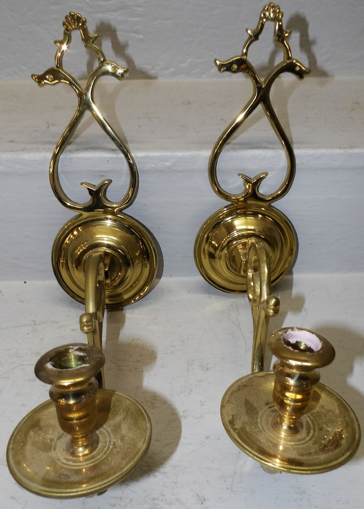 Pair of Brass Candle Sconces by Virginia Metalcrafters (1 of 7)