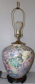 Oriental Painted Porcelain Vase Made Into Lamp