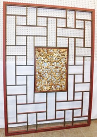 Antique Painted Carved Wood Chinese Hanging Panel