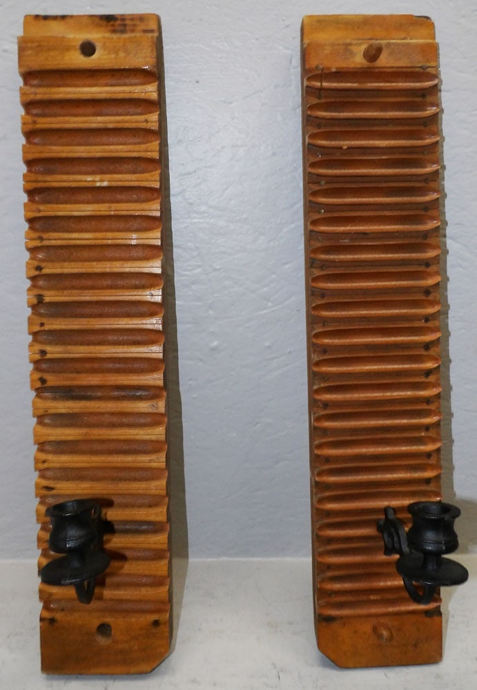 Pair Antique Cigar Mold Candle Sconces (1 of 4)
