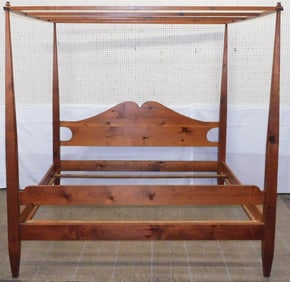Pine Pencil Post King Size Bed with Canopy by West Virginia Cabinetmaker Seely