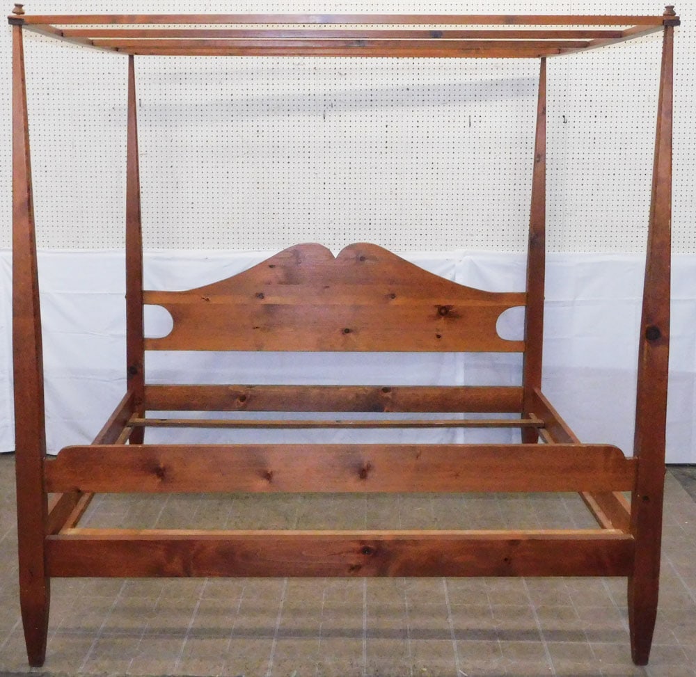 Pine Pencil Post King Size Bed with Canopy by West Virginia Cabinetmaker Seely  (1 of 10)
