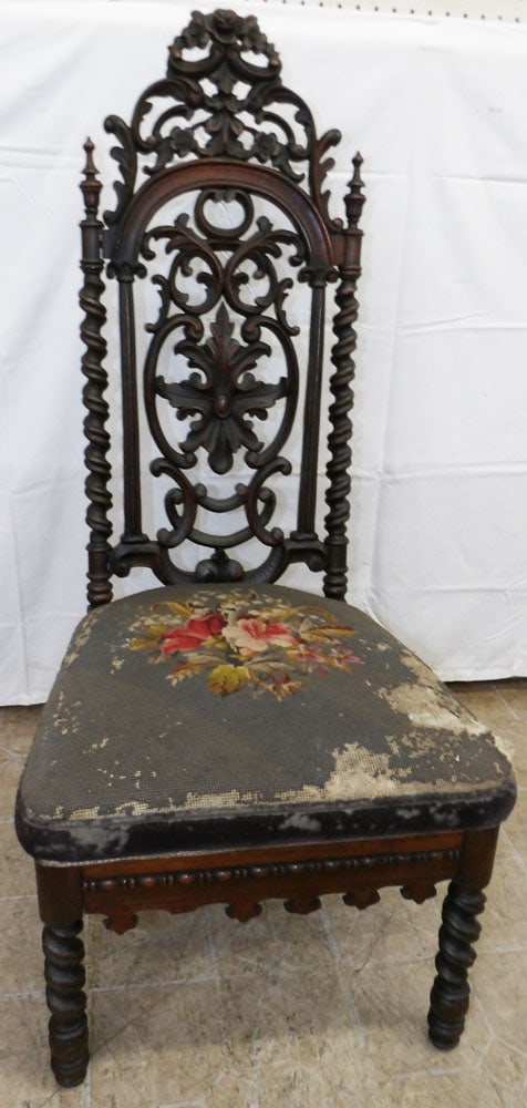 Antique Carved Rosewood Victorian Slipper Chair (1 of 5)