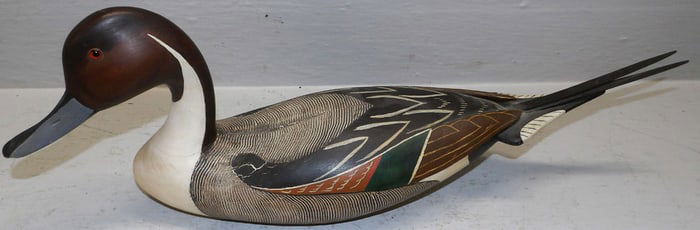 Painted Carved Wood Duck Decoy Signed Britton - Rockville, Maryland