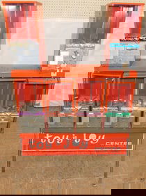 Vintage Painted Metal & Glass Toy & Joy Candy Dispenser