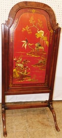 Antique Walnut Oriental Fire Screen