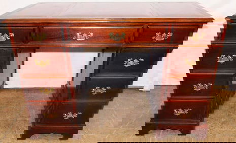 Mahogany & Tooled Leather Top Ladies Desk