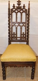 Antique Carved Rosewood Victorian Gothic Slipper Chair