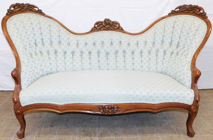 Antique Carved Walnut Victorian Settee