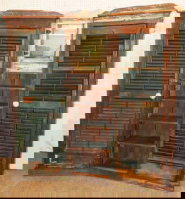 Antique Distress Painted Pine Cabinet with Shutter Doors