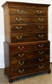 19th Century Mahogany Chest on Chest with Dental Molding Crest