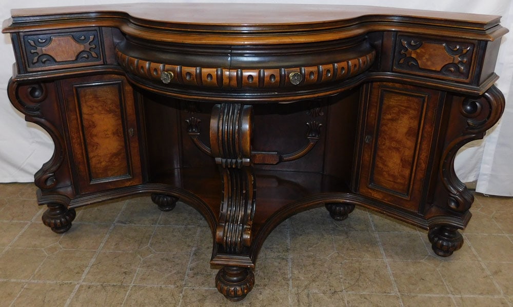Antique Carved Two Drawer Over Two Door Walnut Console (1 of 7)