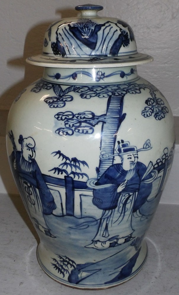 Oriental Blue & White Porcelain Covered Urn  (1 of 5)