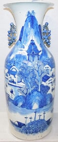 Large 19th Century Canton Chinese Blue & White Vase