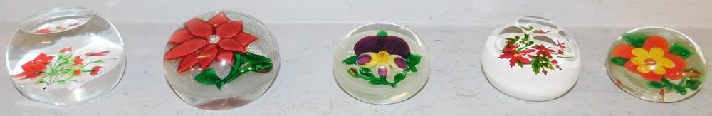 Five Art Glass Paperweights (1 of 10)