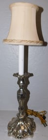 Ornate Silverplated Candlestick Lamp