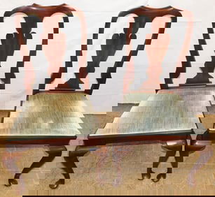 Pair of Mahogany Queen Anne Style Side Chairs by Henkel Harris