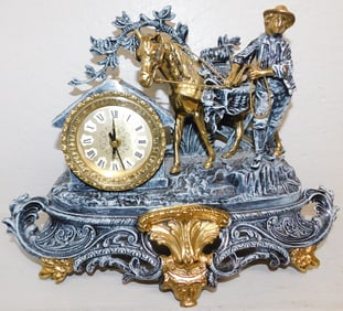 Painted Cast Brass Decorative Clock